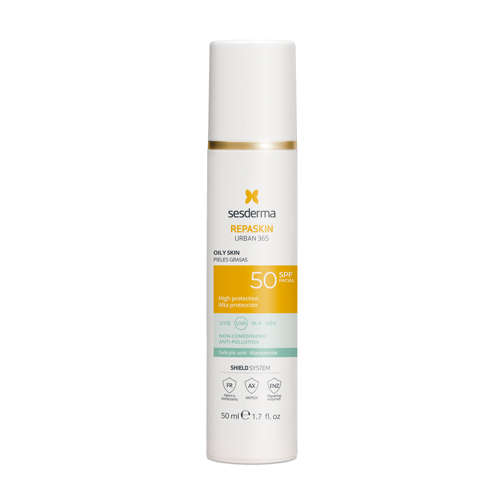 sesderma-repaskin-urban-365-oily-skin-spf50-50ml.png SESDERMA REPASKIN URBAN 365 APSAUGINĖ PRIEMONĖ SU SPF50 RIEBIAI ODAI, 50 ML - Image 1